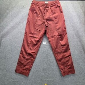 Lou & Grey Terracotta Red Drawstring Elastic Waist Tapered Seam Front Pants Smal